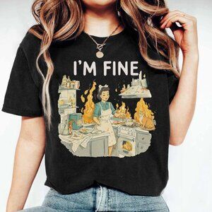 I’m Fine Retro T-Shirt, Funny Kitchen Chaos Graphic Tee